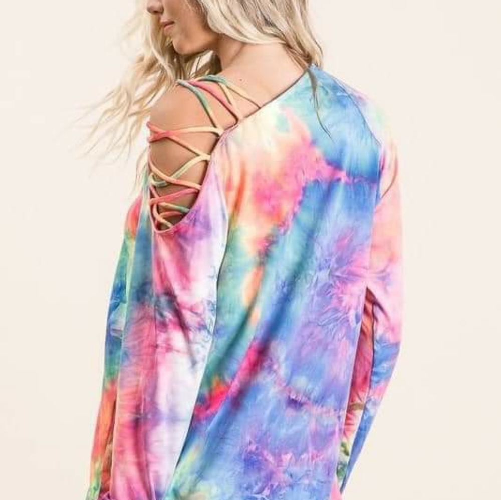 Tie dye long sleeve lounge shirt